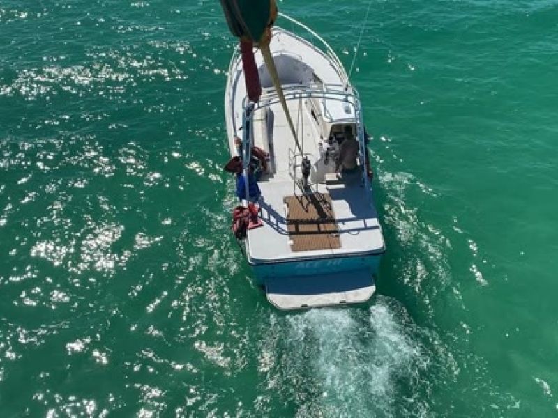 Boat photographed from above in shallow water