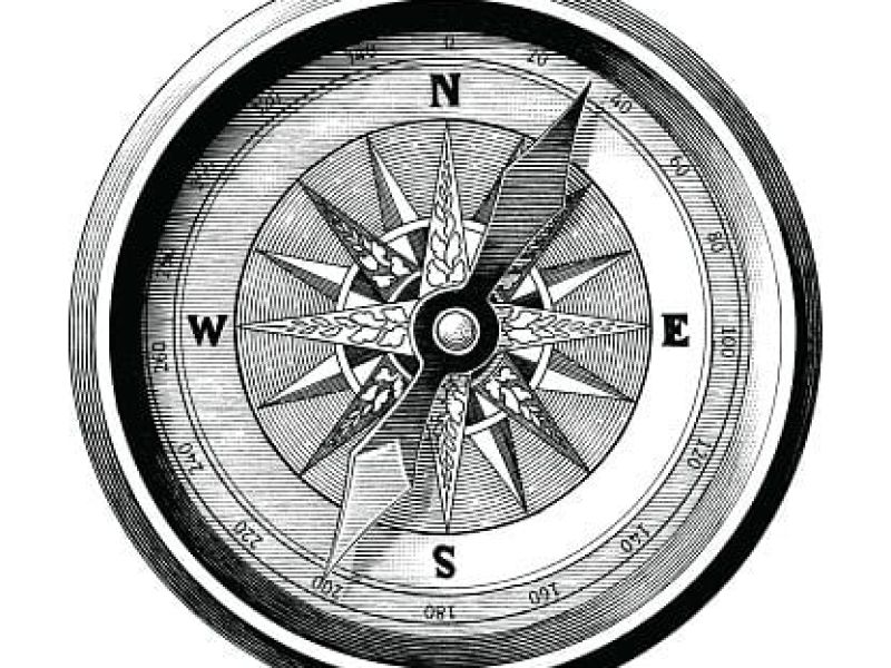 Vintage compass with cardinal directions and design