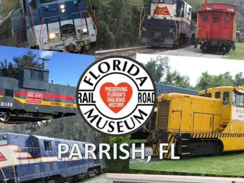 Vintage trains and railroad cars at museum