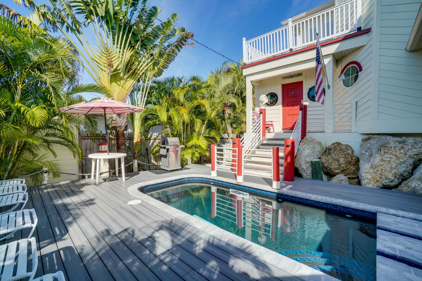 The personal pool of one of our vacation rentals in Anna Maria