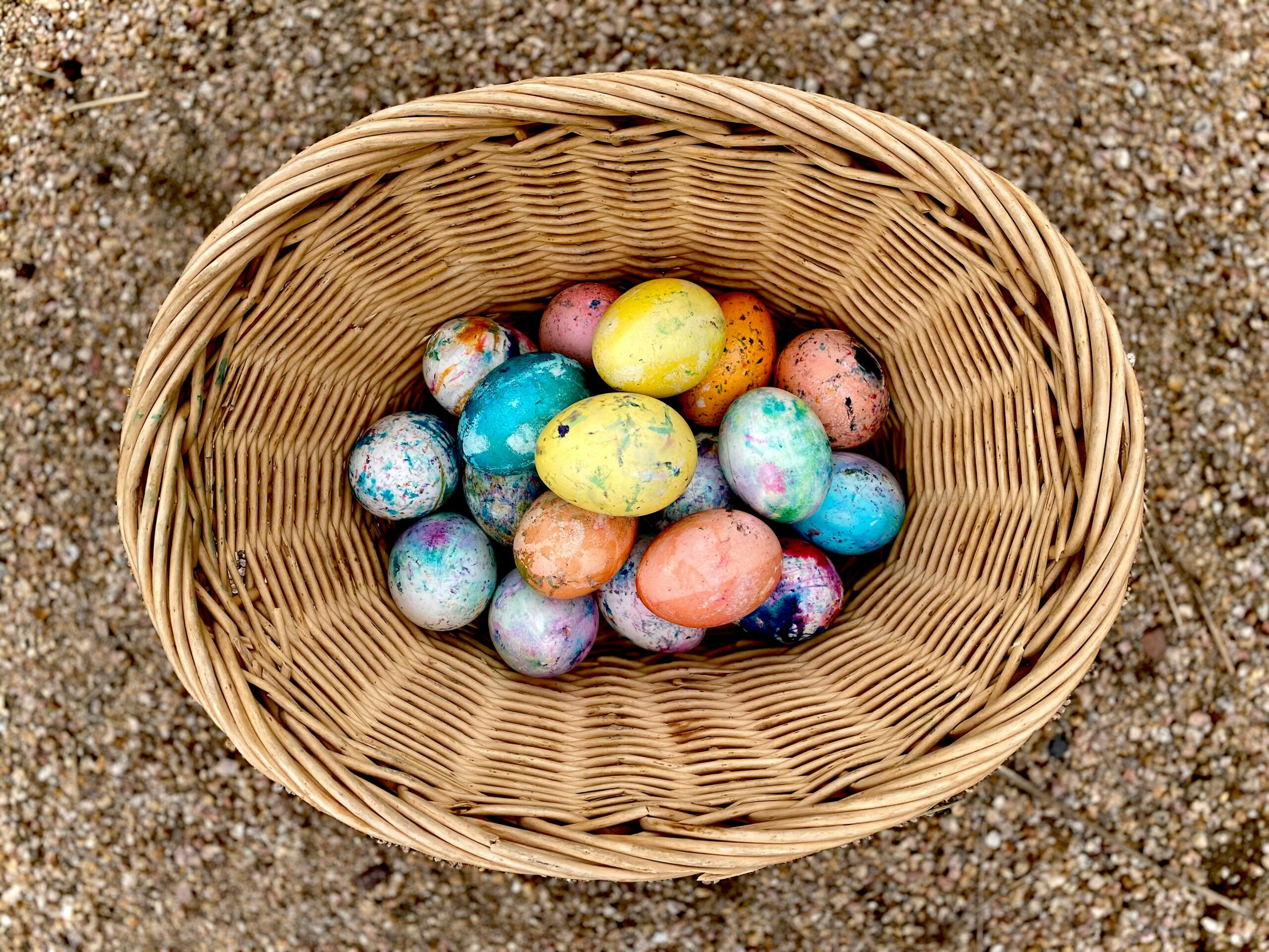 easter eggs on beach