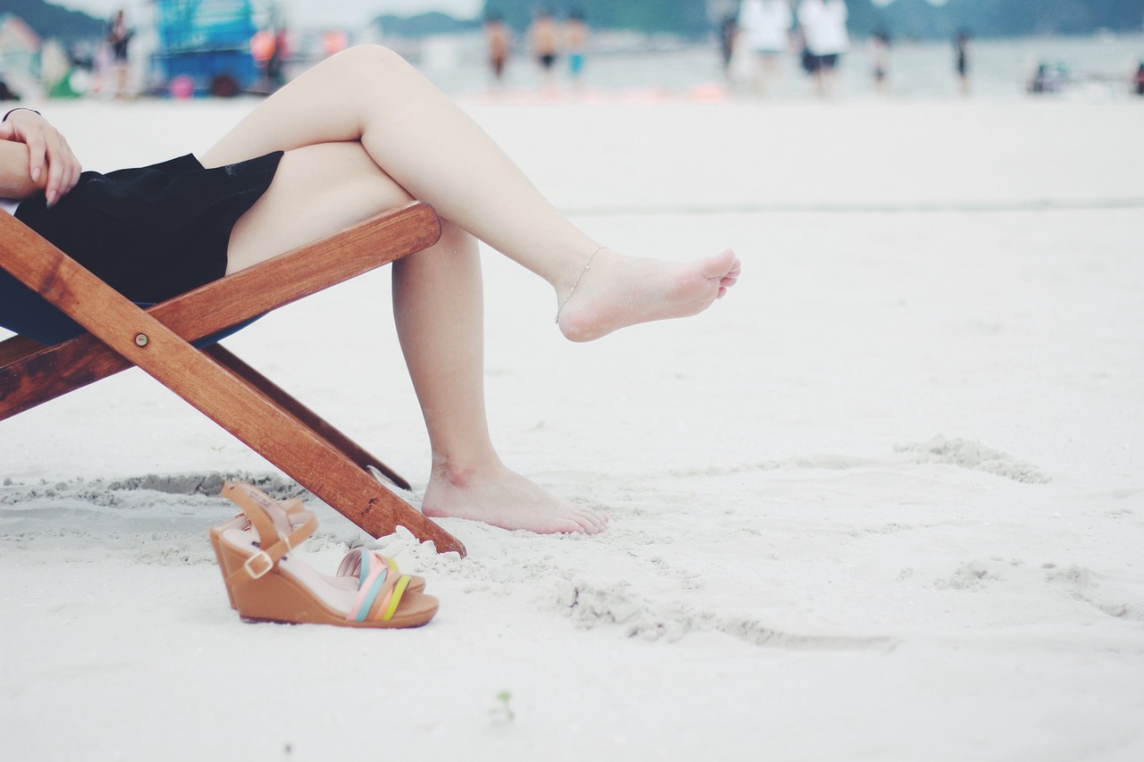 woman on beach chair