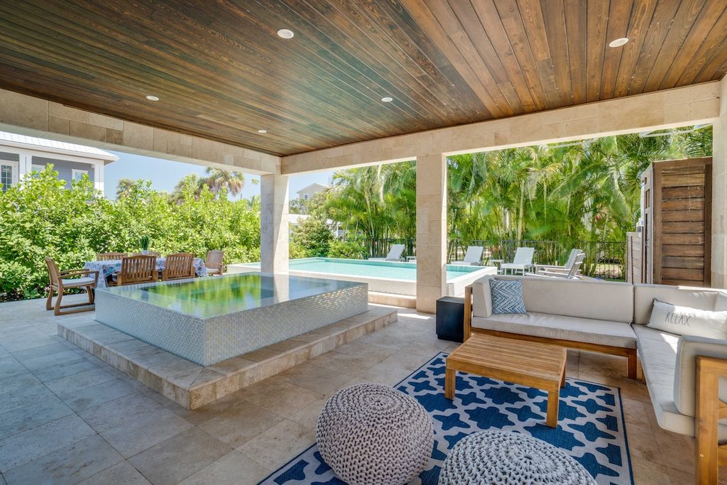 Beautiful patio and pool area at an Anna Maria rental