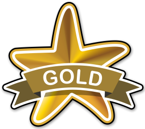 Gold star badge marking premium service level